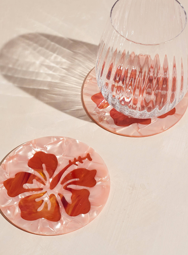 Hibiscus Acetate Coasters