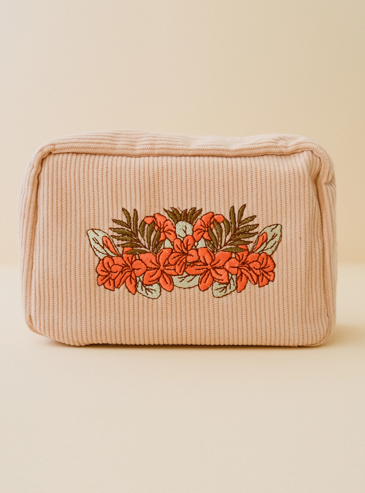 Corduroy Makeup Bag - White Sand