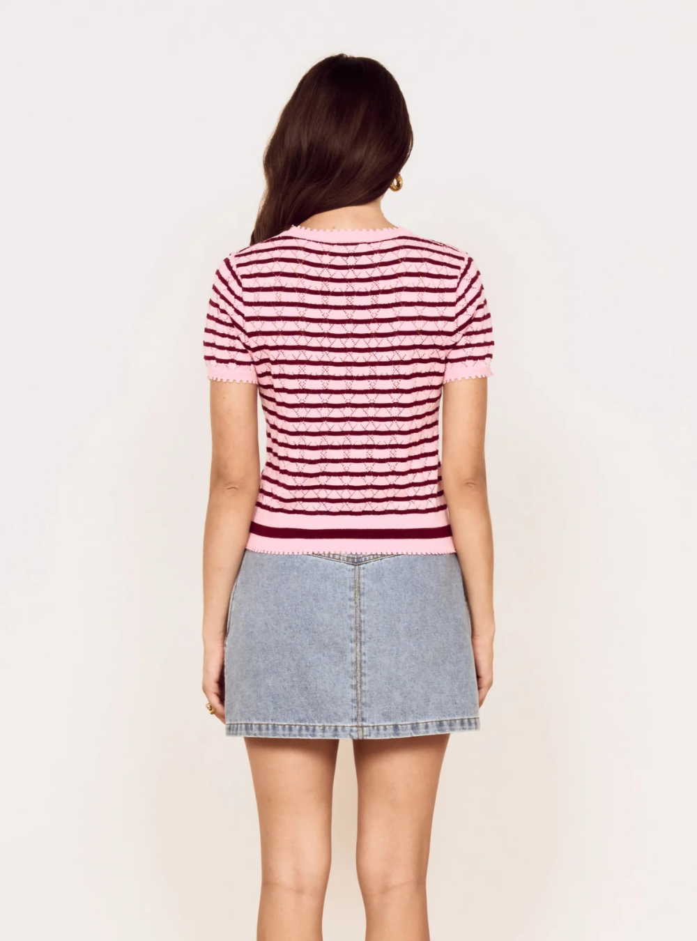 Calla Knit Tee - Rose/pink stripe