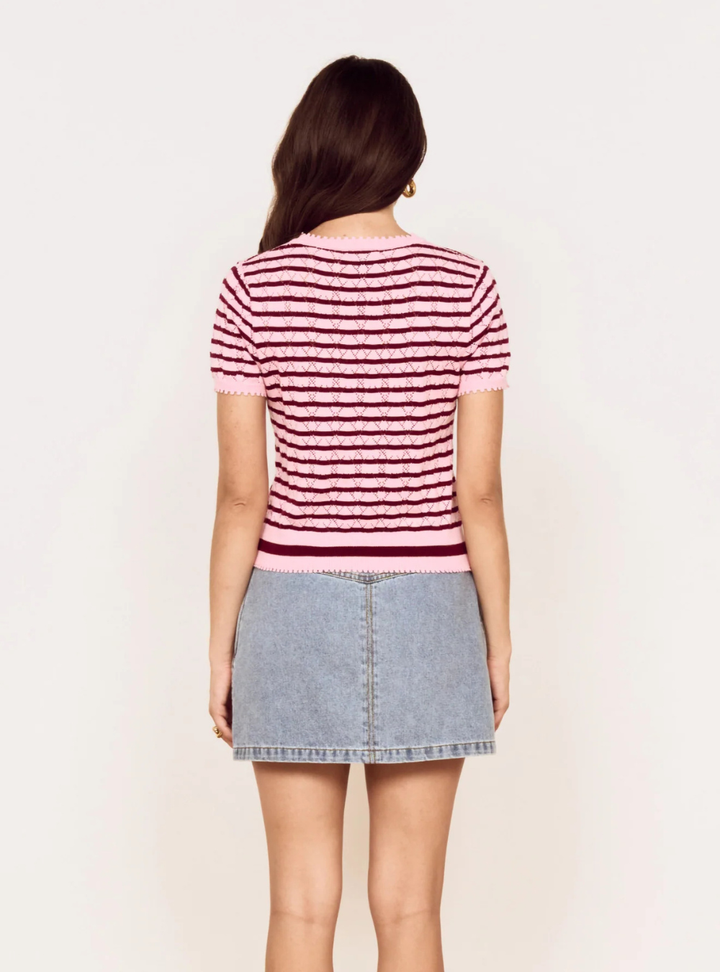 Calla Knit Tee - Rose/pink stripe