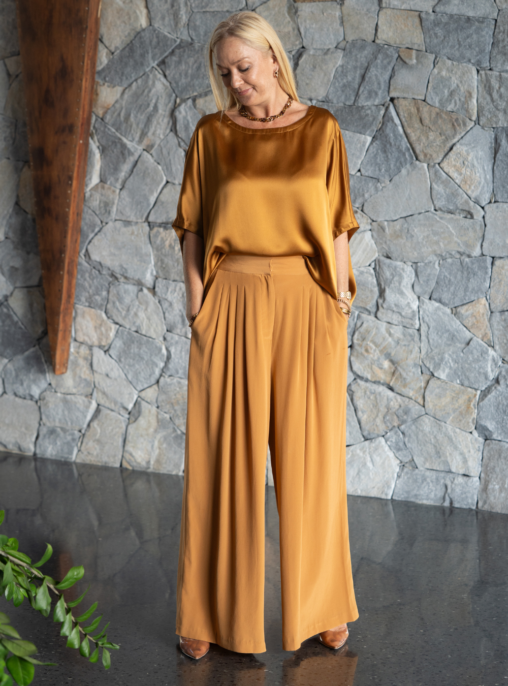 Bijou Pant - Caramel Crepe