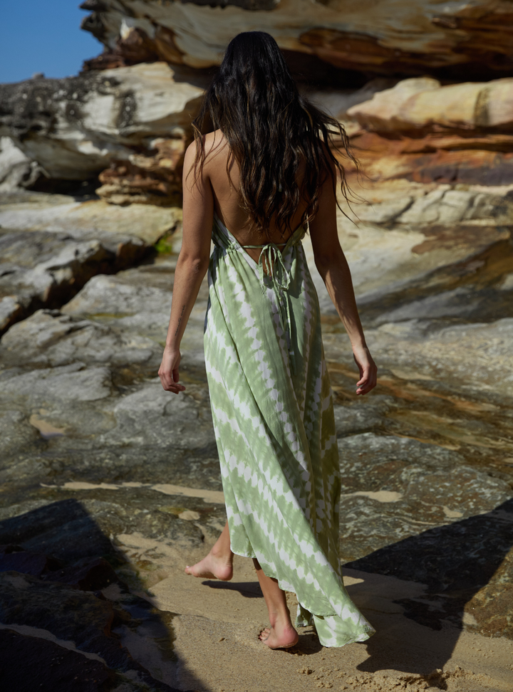 Kavala Halter Dress - Matcha Ombre