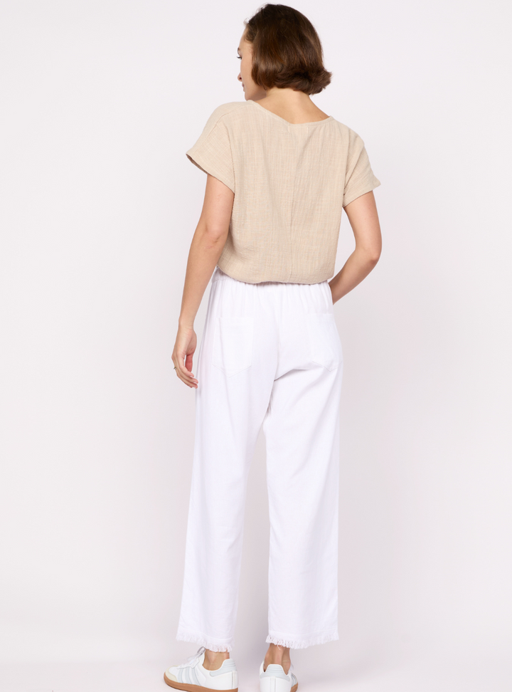 Joshua Frayed Linen Pant - White