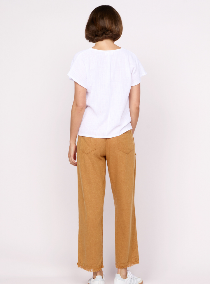 Joshua Frayed Linen Pant - Stonewash Tan