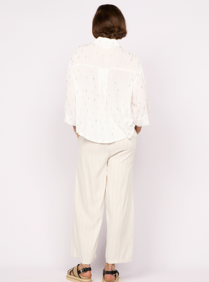 Ophelia Cropped Shirt - White/Gold