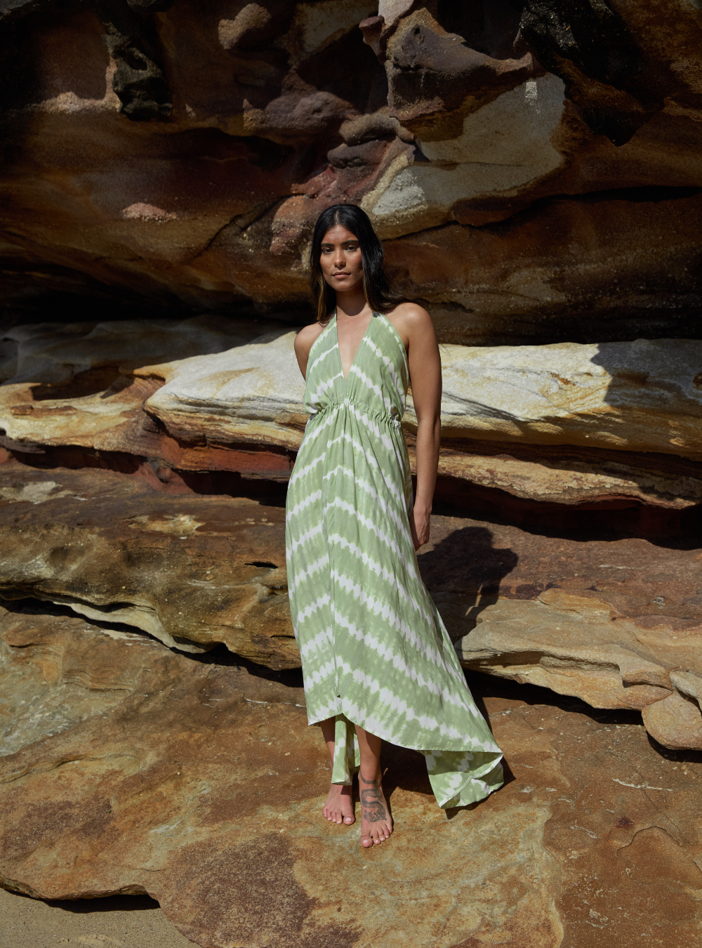 Kavala Halter Dress - Matcha Ombre