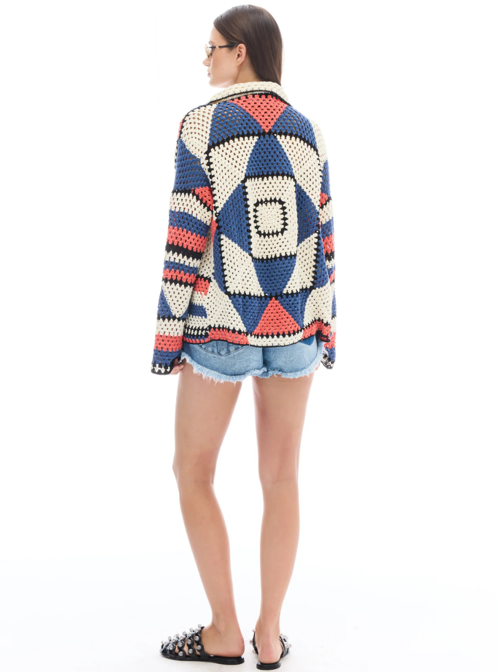 Hand Knitted Crochet Cardigan - Multi