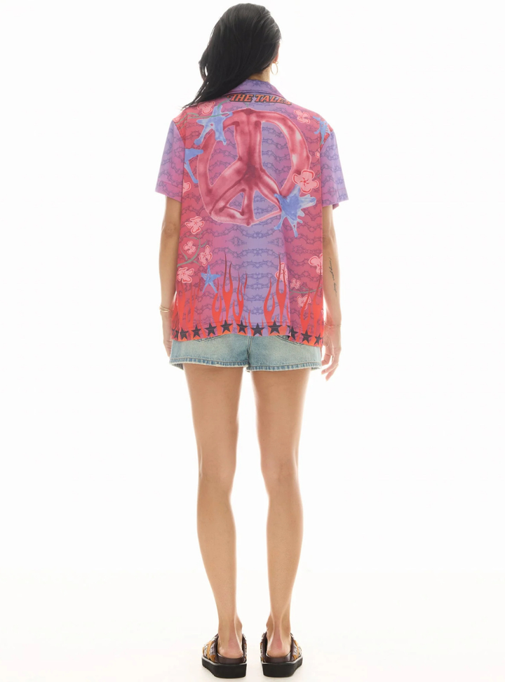 Chained Peace Bamboo Camp Shirt - Pink