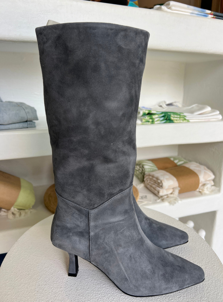 Aleesh Boot – Charcoal Leather Suede