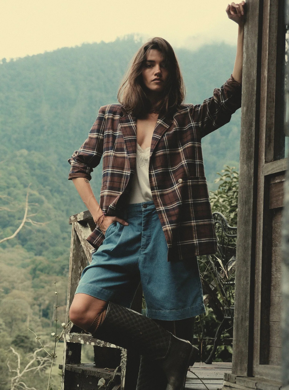 Odilla Plaid Jacket - Chocolate/Navy Check