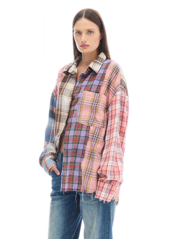 Patchwork Check Flannel Shirt - Multi