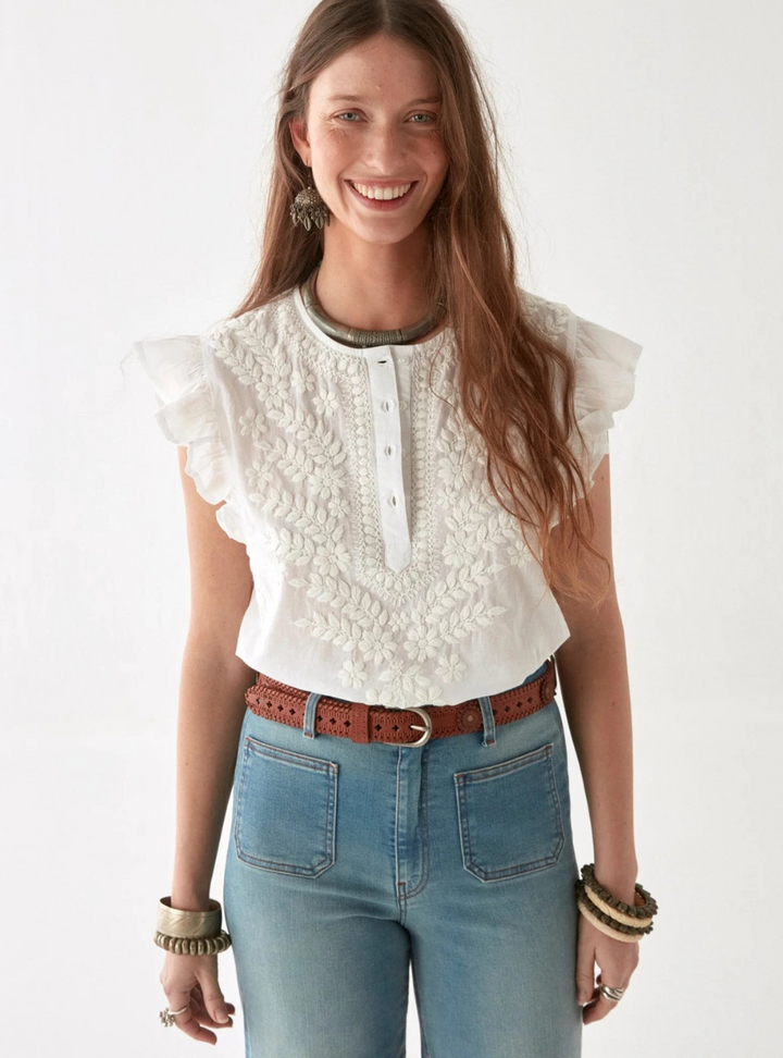 Ashanti Blouse - Chikan Bianco