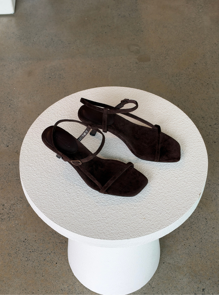 Heressa Leather Sandals - Choc Suede