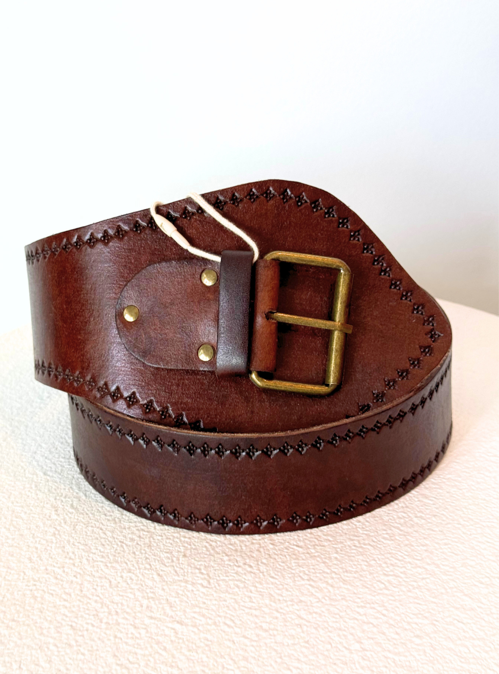 Babushka Wide Leather Belt - Chocolate