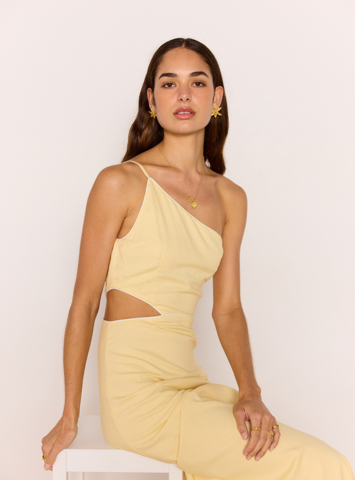 Ciel One Shoulder Maxi Dress - Pale Yellow