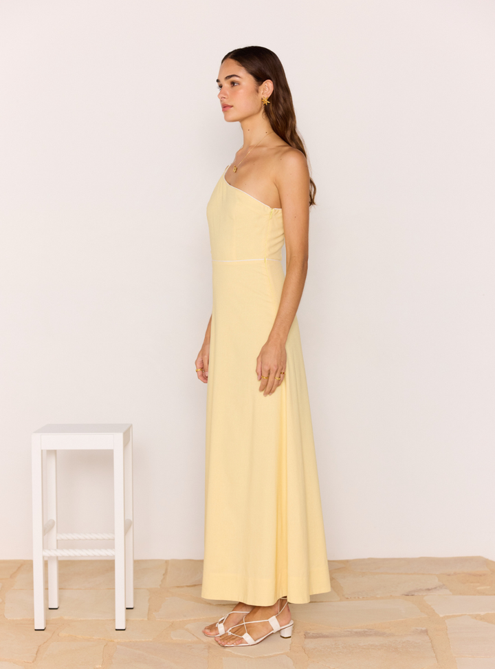 Ciel One Shoulder Maxi Dress - Pale Yellow