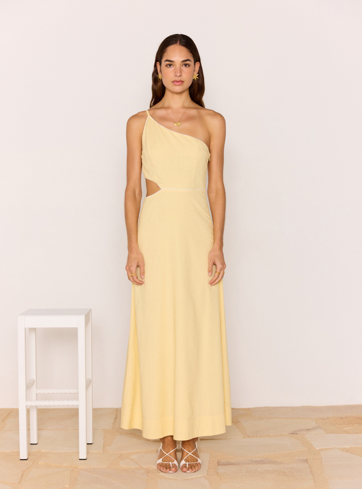 Ciel One Shoulder Maxi Dress - Pale Yellow