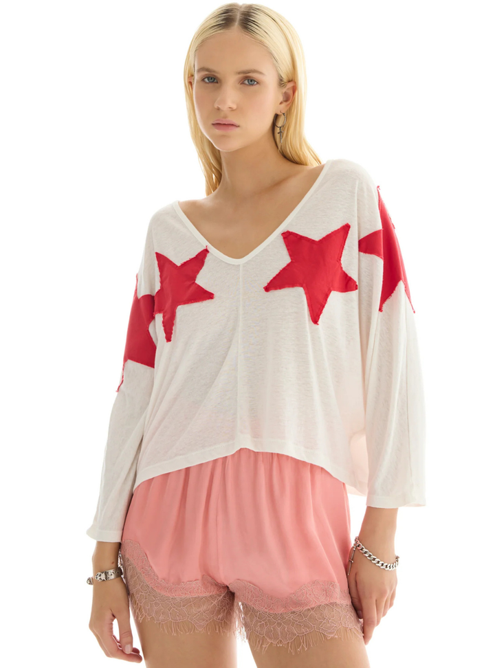 Star College Batwing Tee - White
