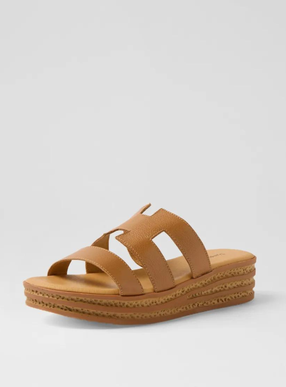 Copings Dark Tan Leather Slides