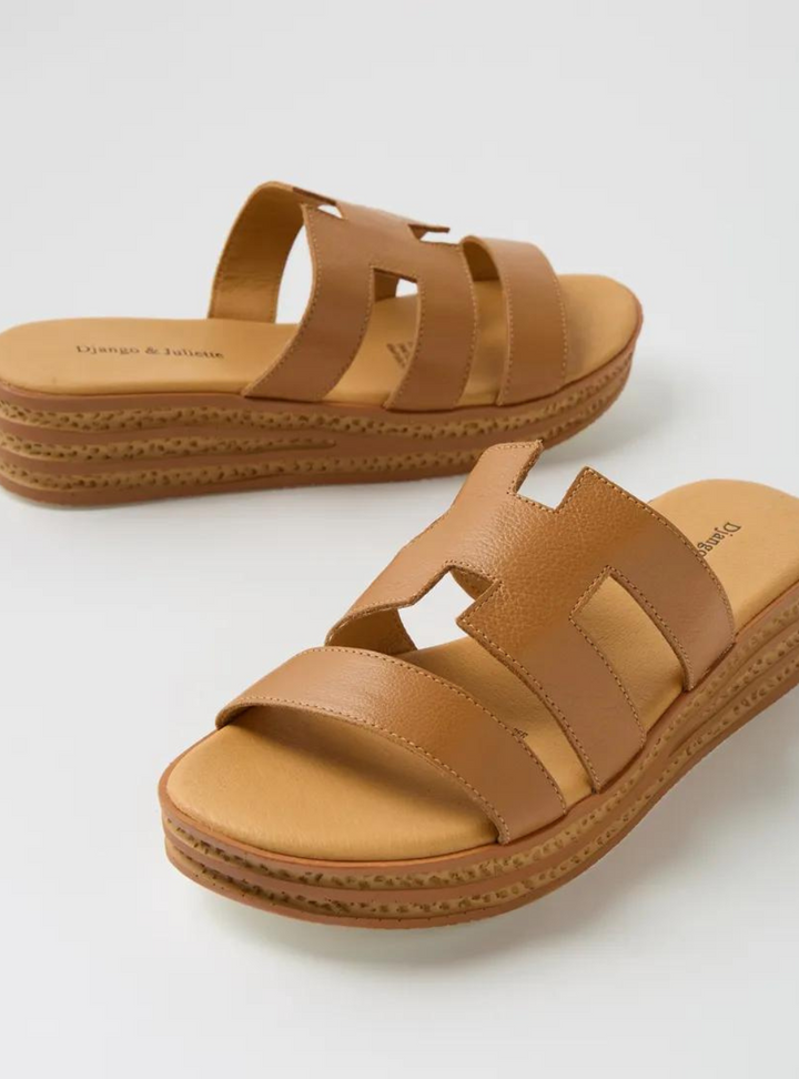 Copings Dark Tan Leather Slides