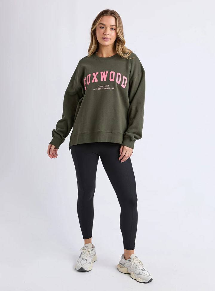 Interval Crew - Dark Khaki & Coral