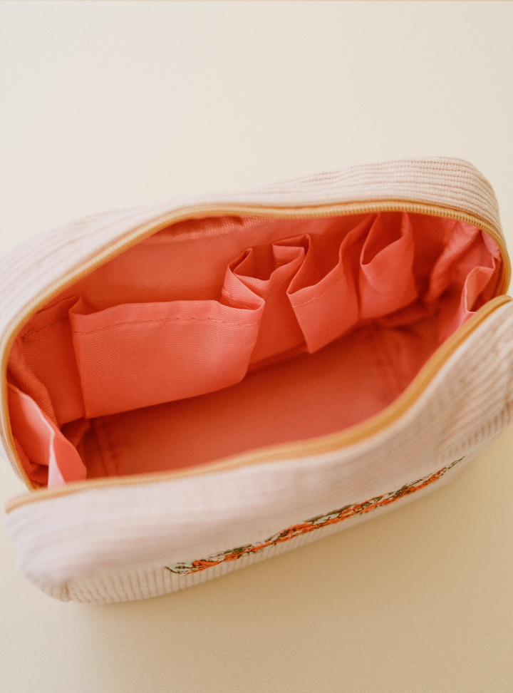Corduroy Makeup Bag - White Sand