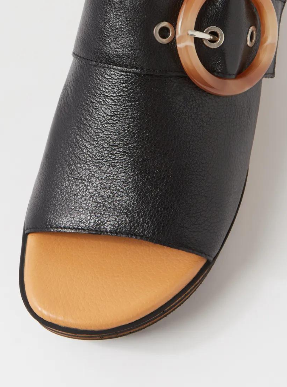 Cosmoso Black Leather Slides