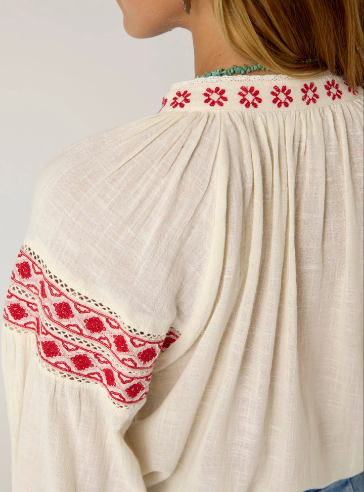 Antonella Blouse - Red Cranberry