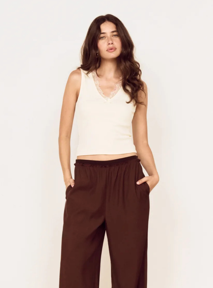 Romilly Lace Trim Tank - Cream