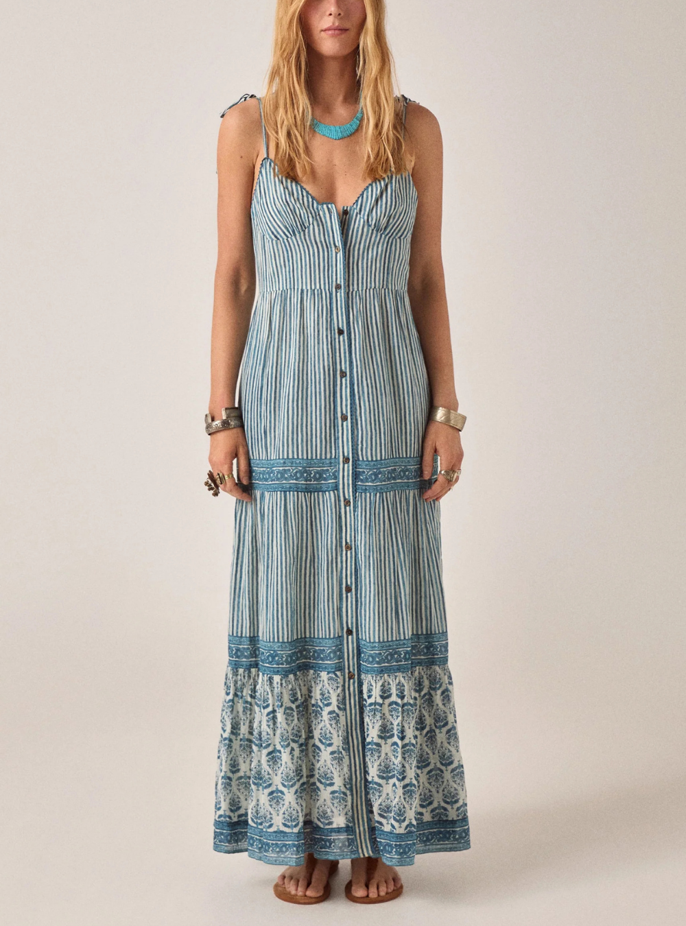Cristina Dress - Mediterranean Stripes Blue Ink
