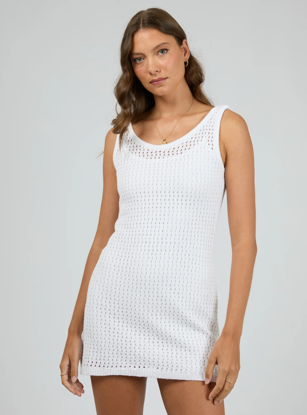 Crochet Mini Dress - Vintage White