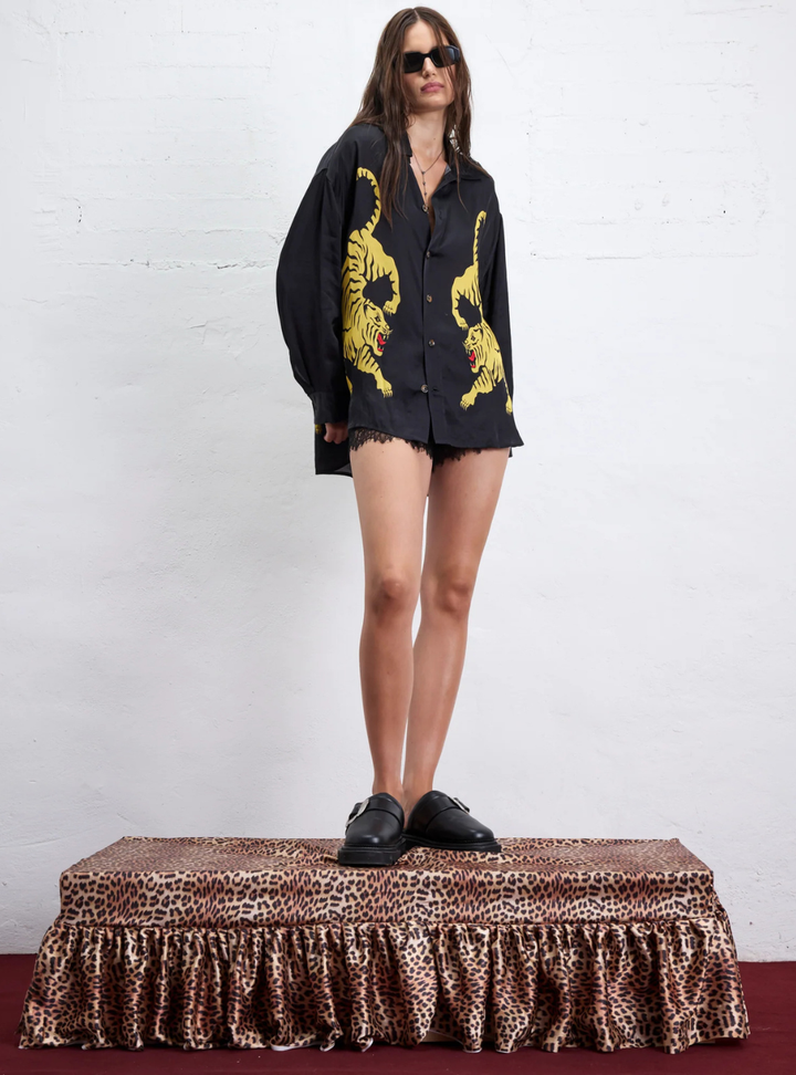 Crouching Tiger Long Sleeve Shirt - Black