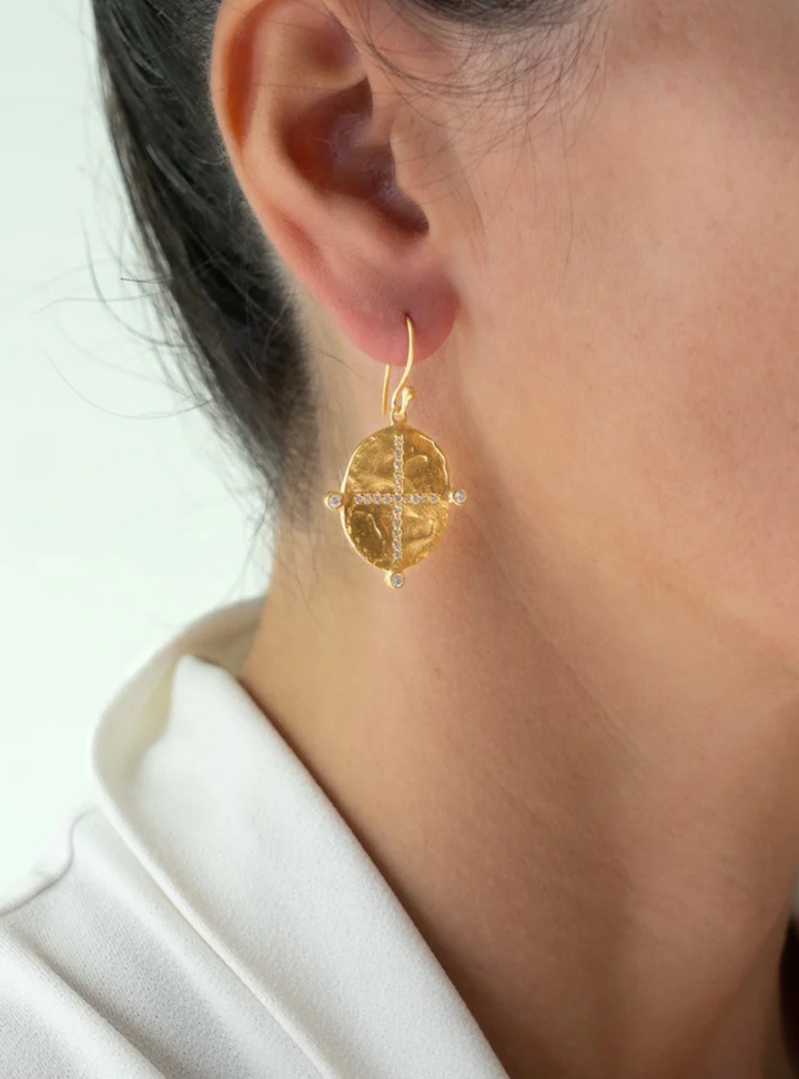 Cross Earrings - Cubic Zirconia