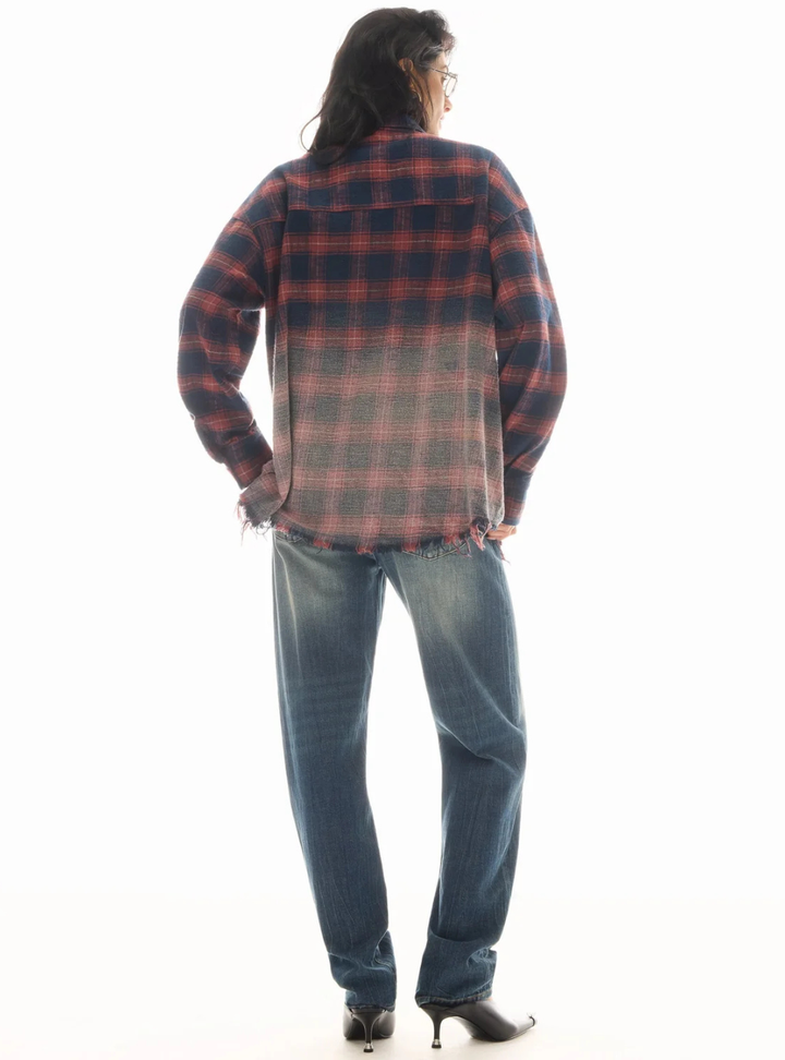 Cutaway Bleached Flannel Shirt - Red