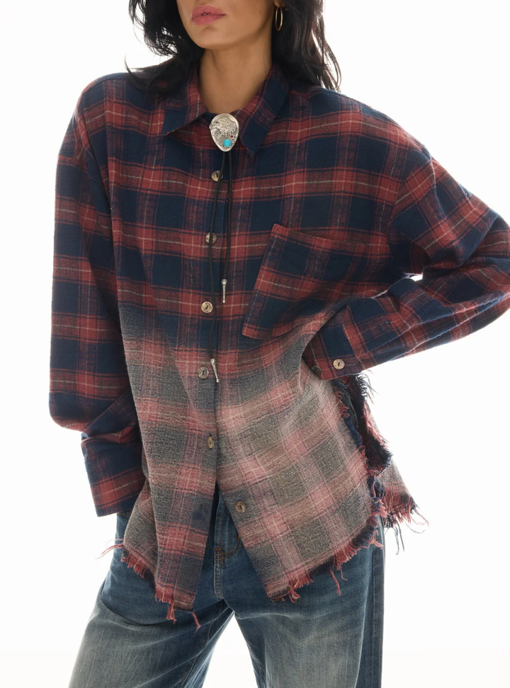 Cutaway Bleached Flannel Shirt - Red