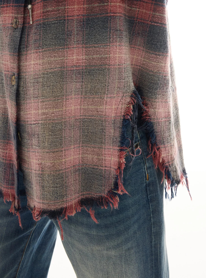 Cutaway Bleached Flannel Shirt - Red