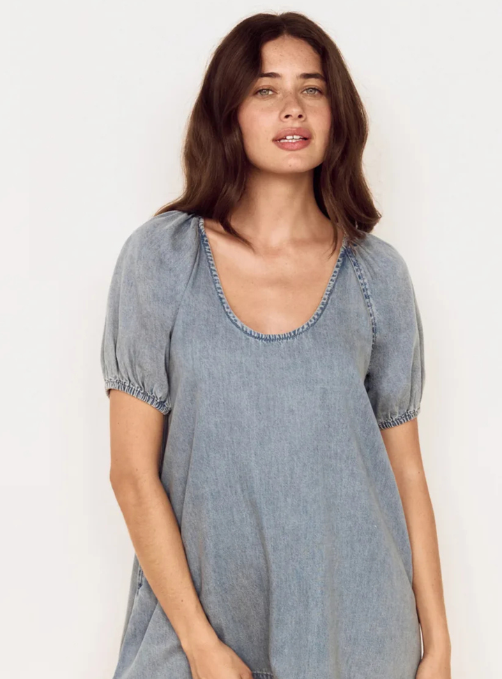 Eden Mini Dress - Light Denim Wash