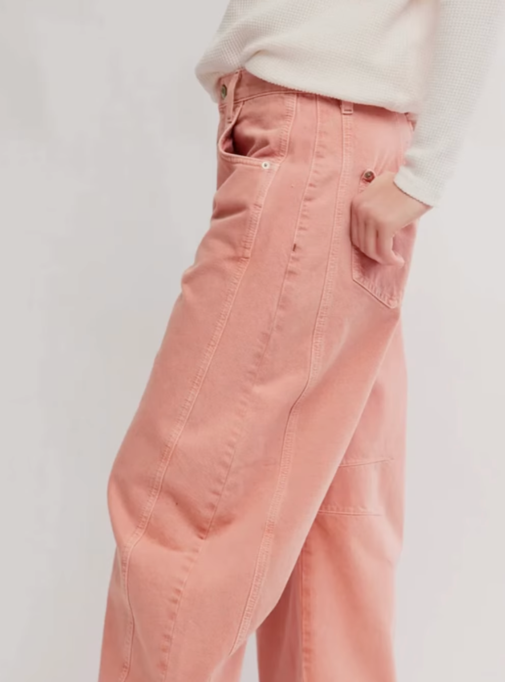Good Luck Mid Rise Barrel Jeans - Desert Petal