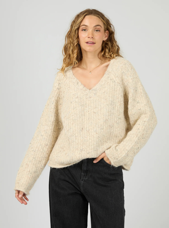 Devon V Neck Jumper - Vanilla