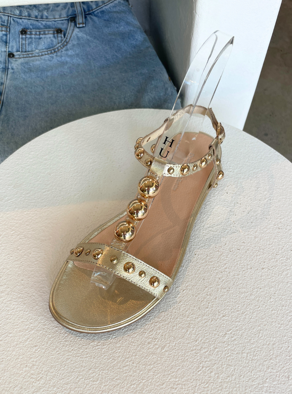 Barrey Pale Gold Leather Sandals