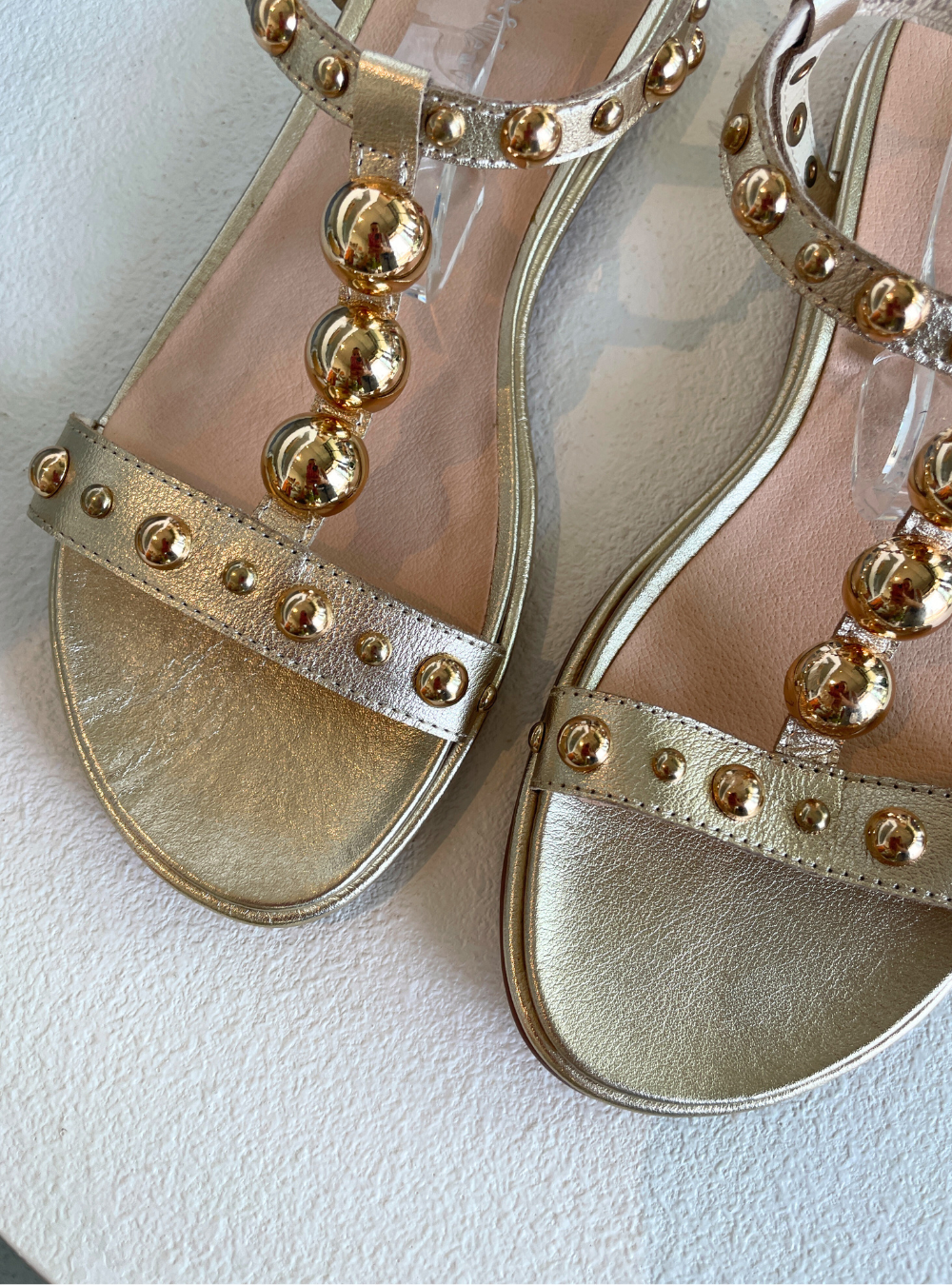 Barrey Pale Gold Leather Sandals