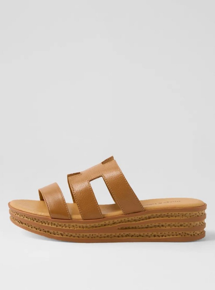 Copings Dark Tan Leather Slides