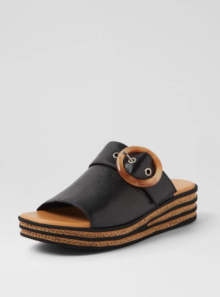 Cosmoso Black Leather Slides