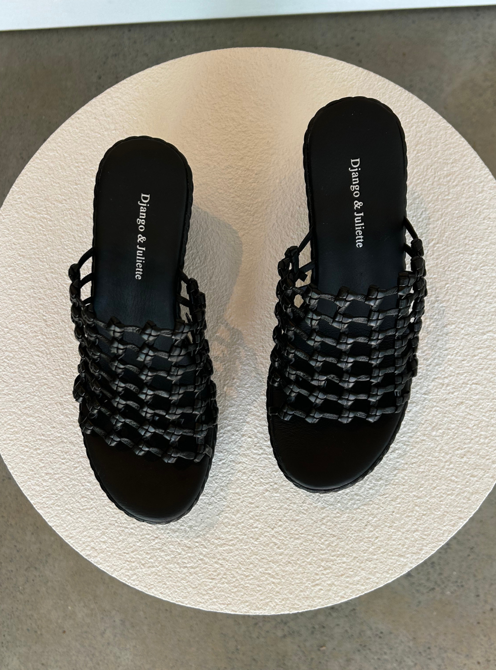 Essexx Black Leather Sandals