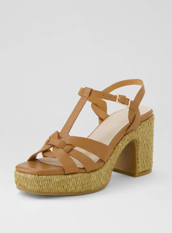 Kersy Leather Sandals - Dark Tan Natural