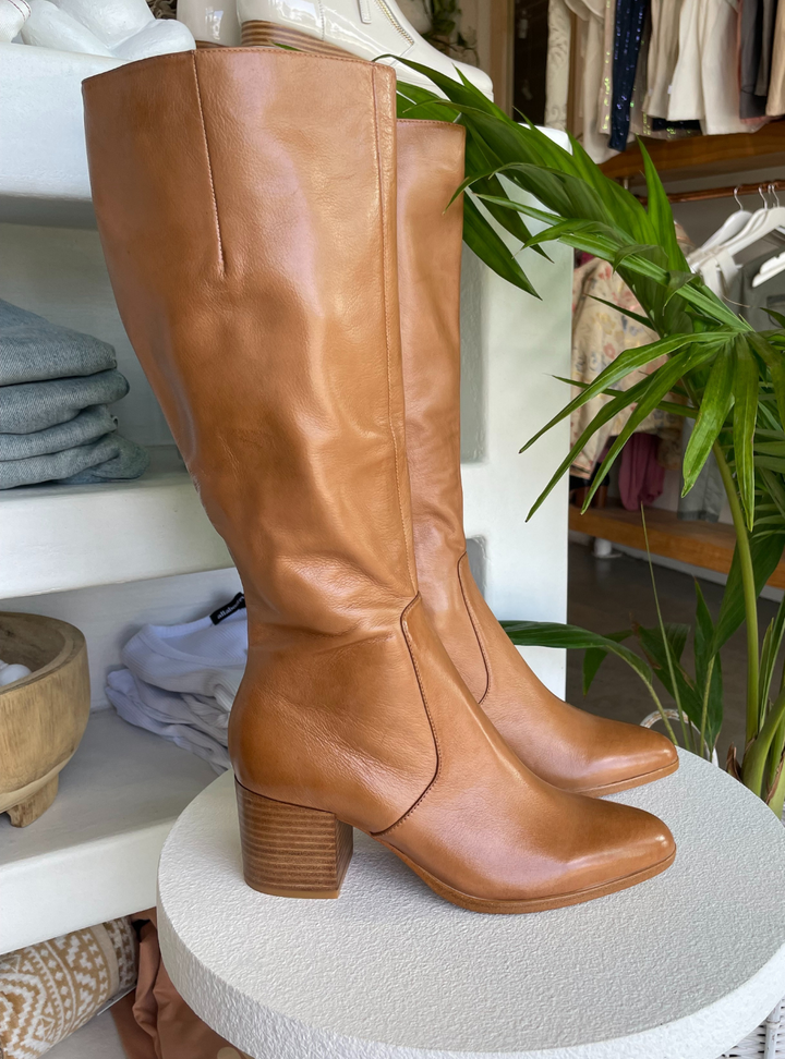 Zodiak Knee High Boots - Tan Leather