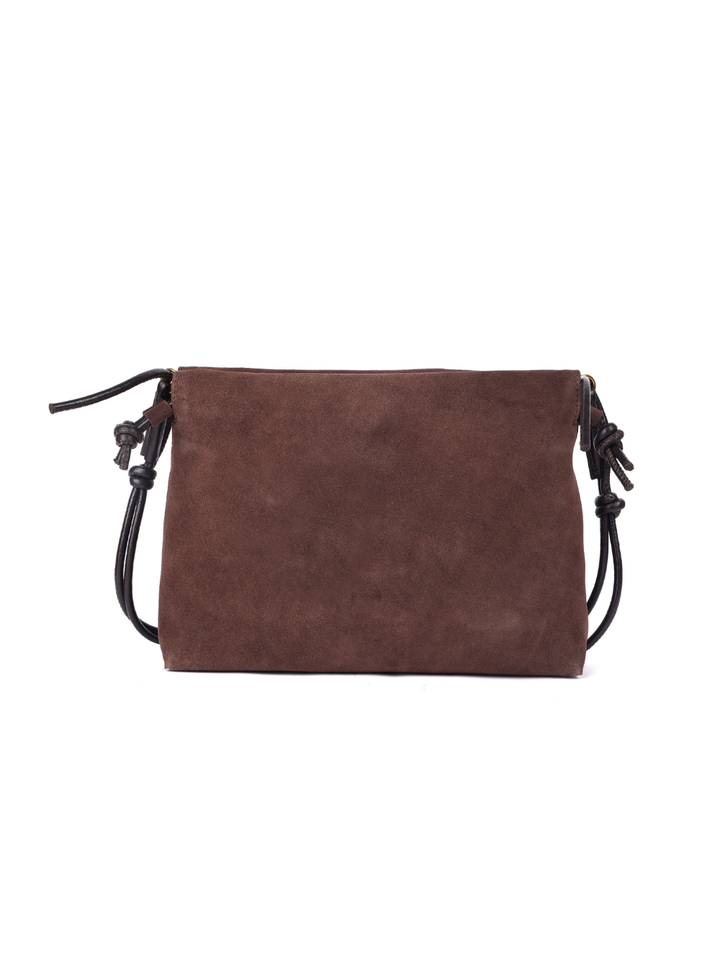 Gracie Suede Drawstring Bag - Brown