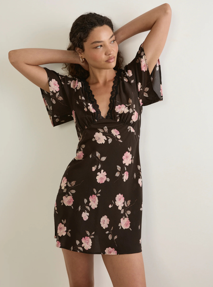 Sadie Mini Dress - Charcoal Nova Floral
