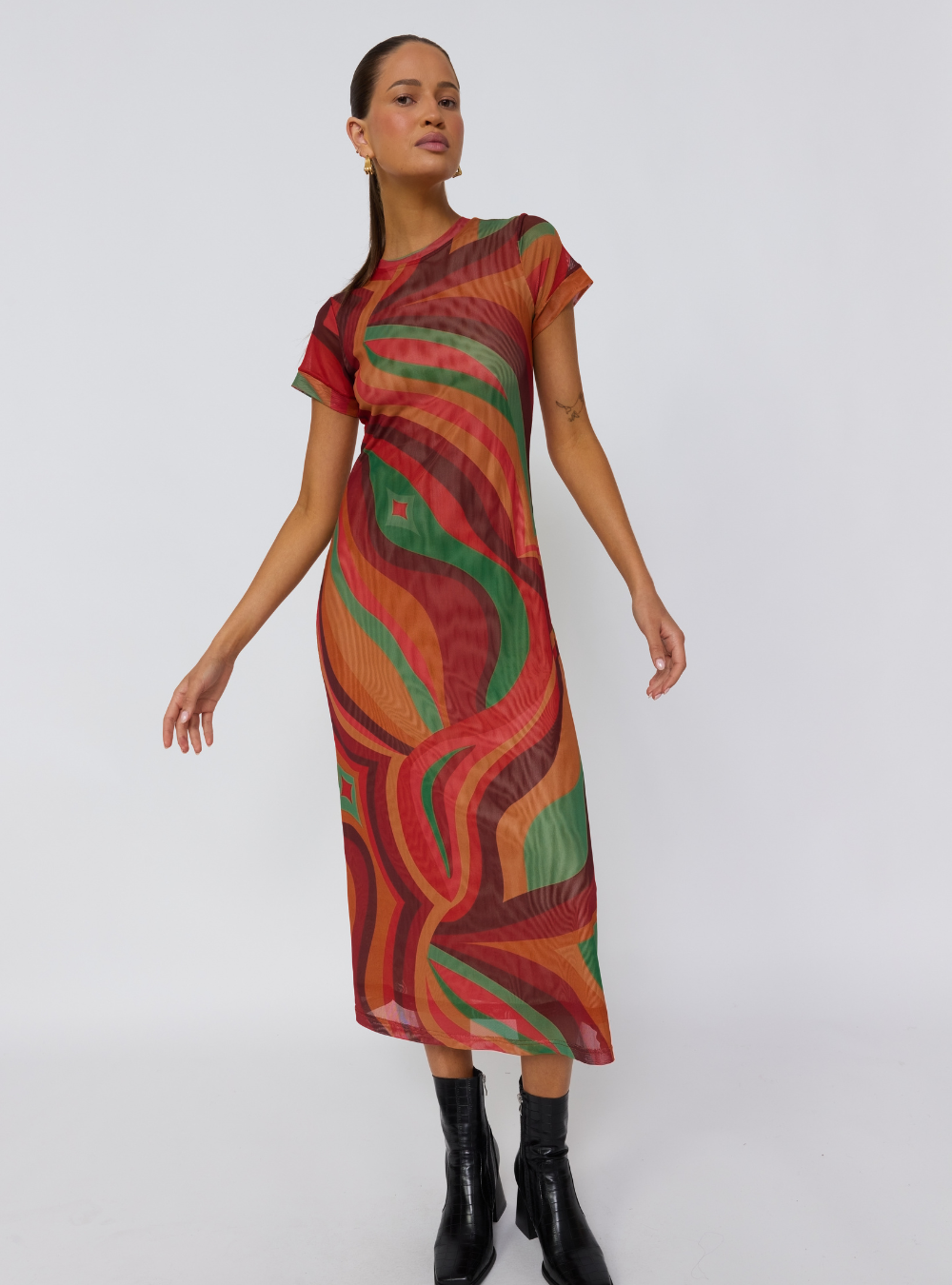 Yoko Midi Dress - Crimson Sun