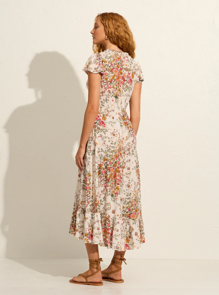 Elke Midi Dress - White Whisper Floral